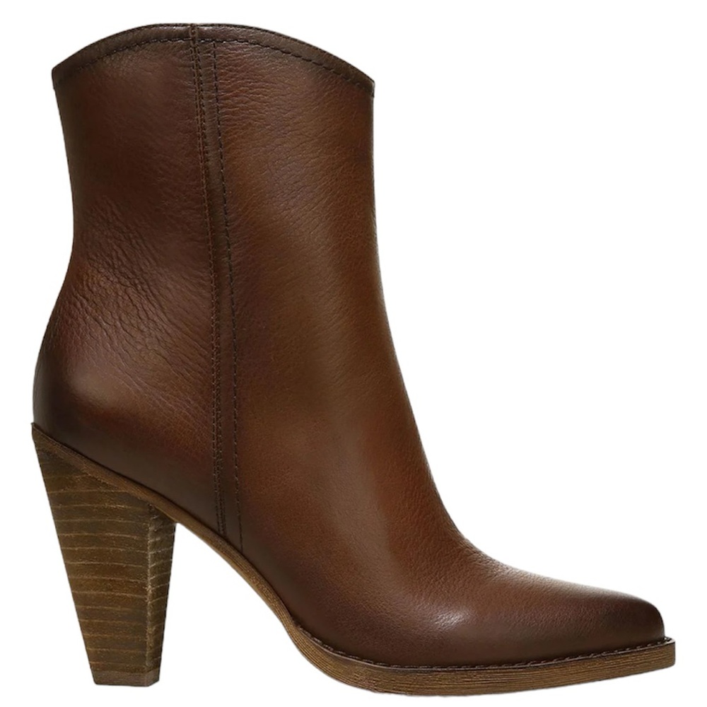 Zodiac Darrah Leather Western Pointed Toe Cone Heel Bootie Cognac Brown Sz 9 NIB - Picture 2 of 16
